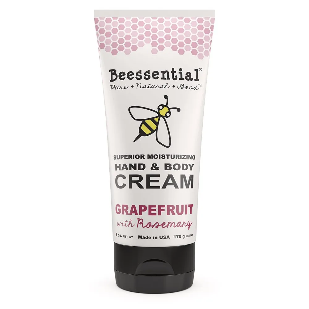 Beessential Natural Cupuacu Butter Hand & Body Cream Grapefruit with Rosemary, 6 Ounce