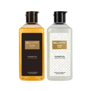 Bell Vitaa Luxury KLUB Man and OUD WHITE Body Wash Refreshing Shower Gel for Deep Cleansing, Hydrating & Moisturising Skin with Aloe Vera, 250 ml Each