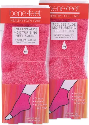 Benefeet Toeless Aloe Moisturizing Heel Socks 2 Pack - Effective Overnight Foot Rejuvenation, Targeted Hydration to Soften Dry Skin, Infused w/Coconut Oil, Aloe   Jojoba Seed Oil, 1 Pair (2 Pack)