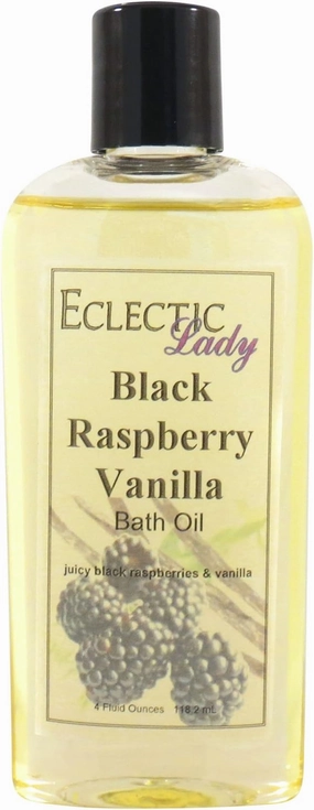 Black Raspberry Vanilla Bath Oil by Eclectic Lady - Scented Bath Oil - Relaxing & Moisturizing Bathing Oil - Fragrance Body Oil For Dry & Rough Sensitive Skin - Body Daily Nourishing Shower Oil (4 oz)