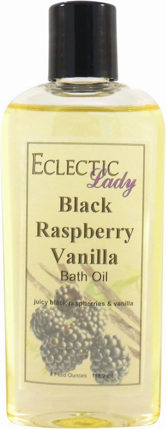 Black Raspberry Vanilla Bath Oil by Eclectic Lady - Scented Bath Oil - Relaxing & Moisturizing Bathing Oil - Fragrance Body Oil For Dry & Rough Sensitive Skin - Body Daily Nourishing Shower Oil (4 oz)