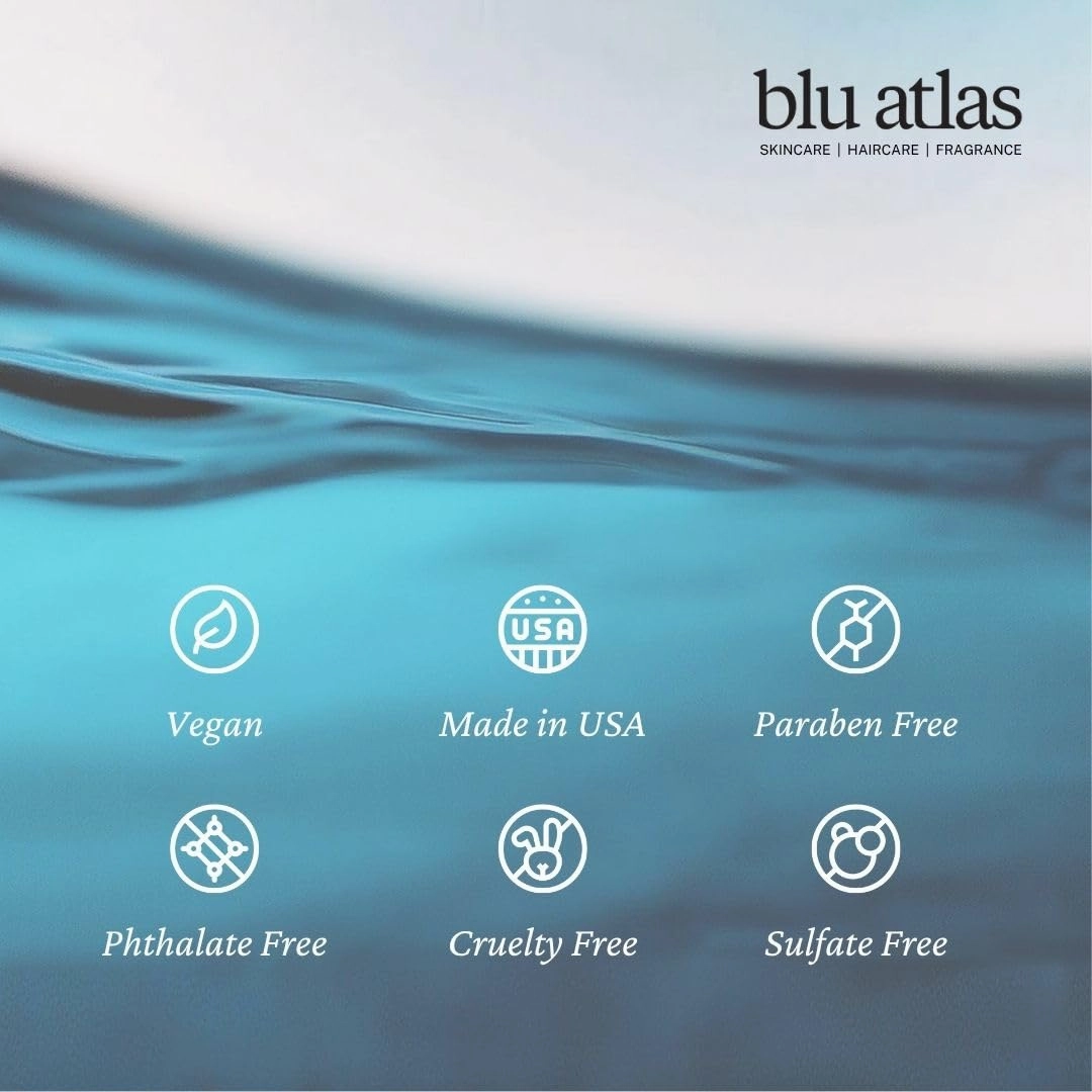 Blu Atlas Men's Natural Shampoo – Organic, Sulfate-Free, Paraben-Free – Deep Cleansing & Hydrating – Classic Scent (Bergamot, Sage, Patchouli) – Made in America– 8 oz
