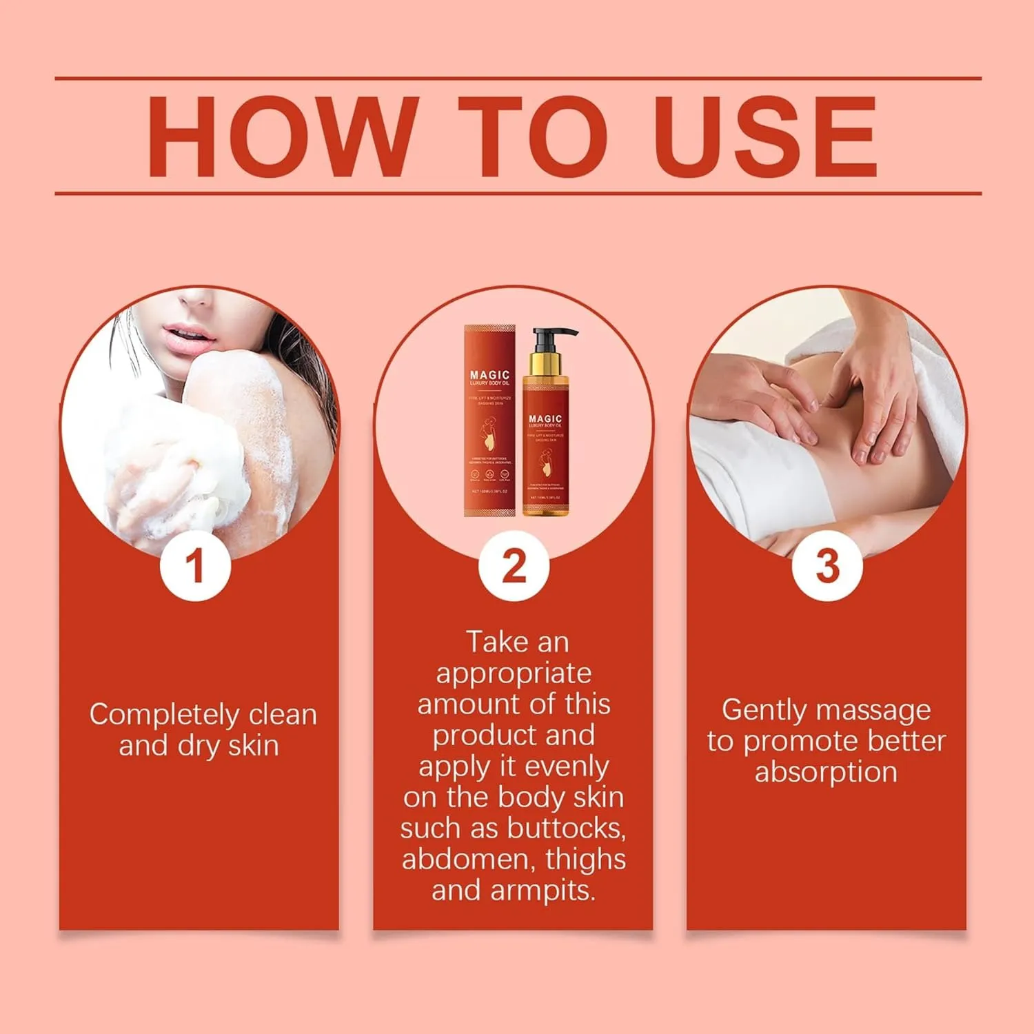 Body Firming Oil, Magic Body Oil Skin Tightening for Arms, Chest, and Thighs, with Vitamin E, Rosehip, and Almond OiI -100ml (2pcs, one size)