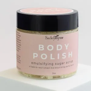 Body Polish - Sugar Scrub for Dry Skin - Vitamin-Enriched Moisturizing Exfoliator - Plant Based, Vegan, Non-Toxic - Indulgence for Radiant Skin - Made in USA (2 oz)