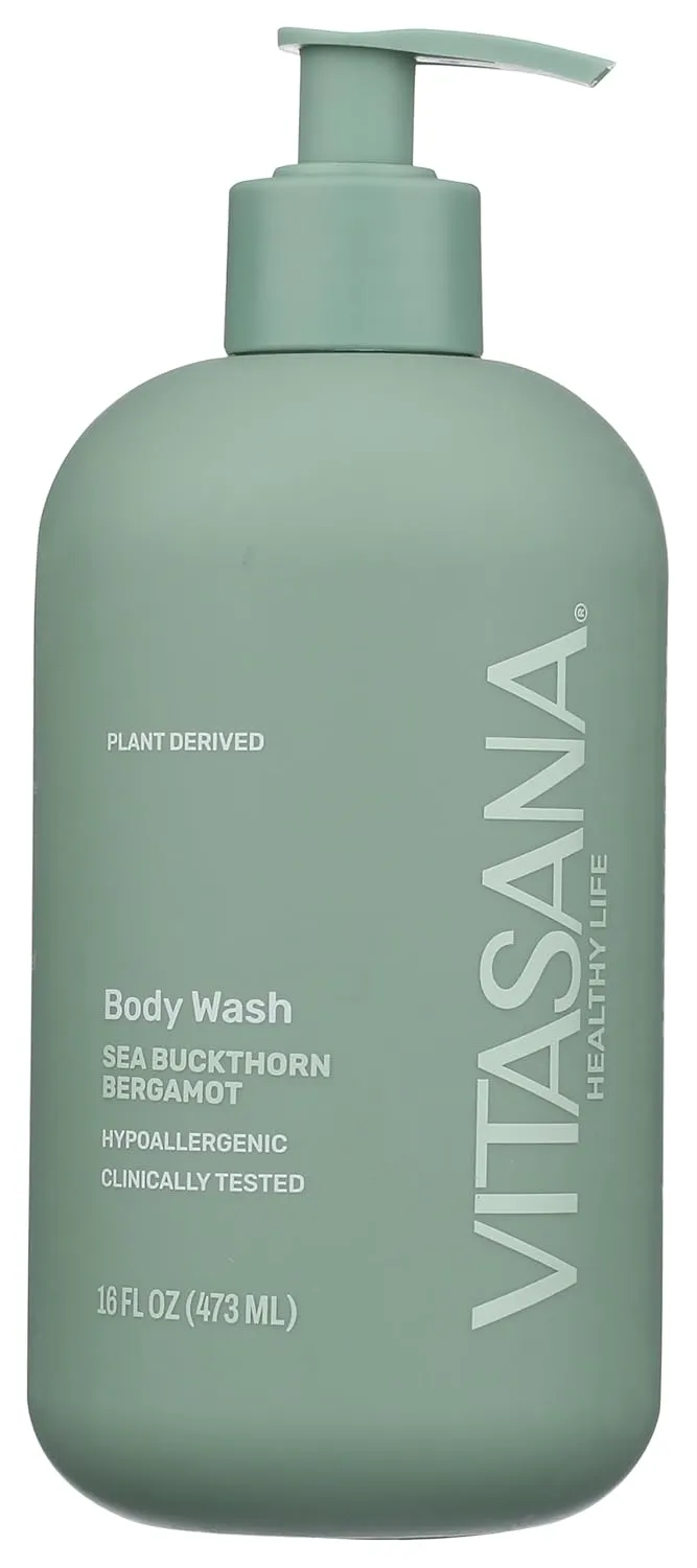 Body Wash, EWG Verified, Plant Derived, Hypoallergenic. Paraben, Sulfate, Petroleum, and Cruelty-Free, Sea Buckthorn/Bergamot, 16oz
