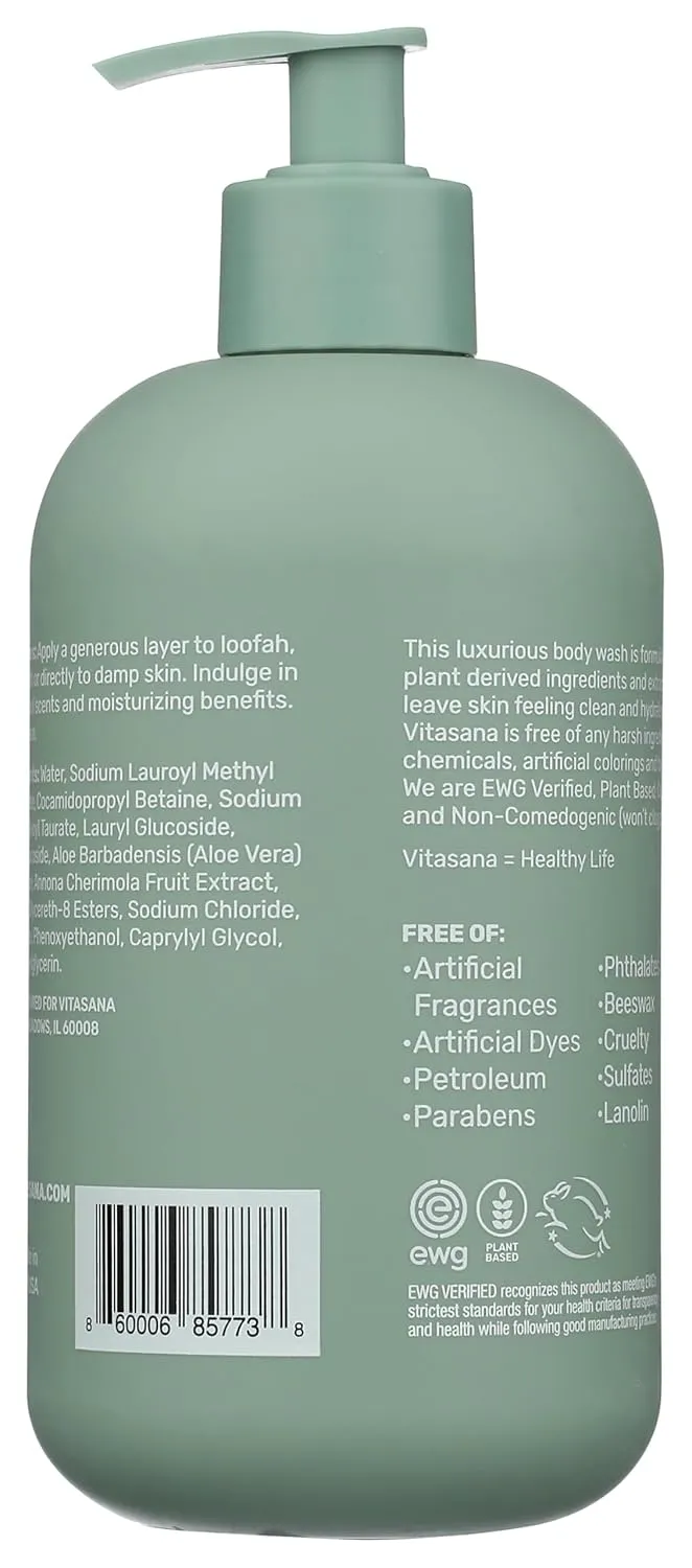 Body Wash, EWG Verified, Plant Derived, Hypoallergenic. Paraben, Sulfate, Petroleum, and Cruelty-Free, Sea Buckthorn/Bergamot, 16oz