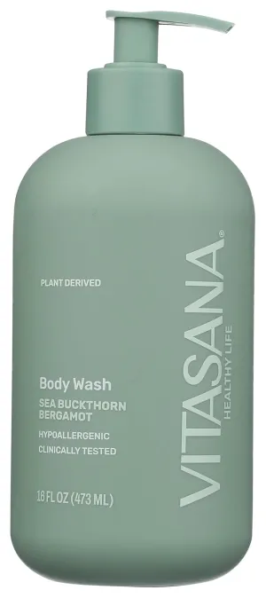 Body Wash, EWG Verified, Plant Derived, Hypoallergenic. Paraben, Sulfate, Petroleum, and Cruelty-Free, Sea Buckthorn/Bergamot, 16oz