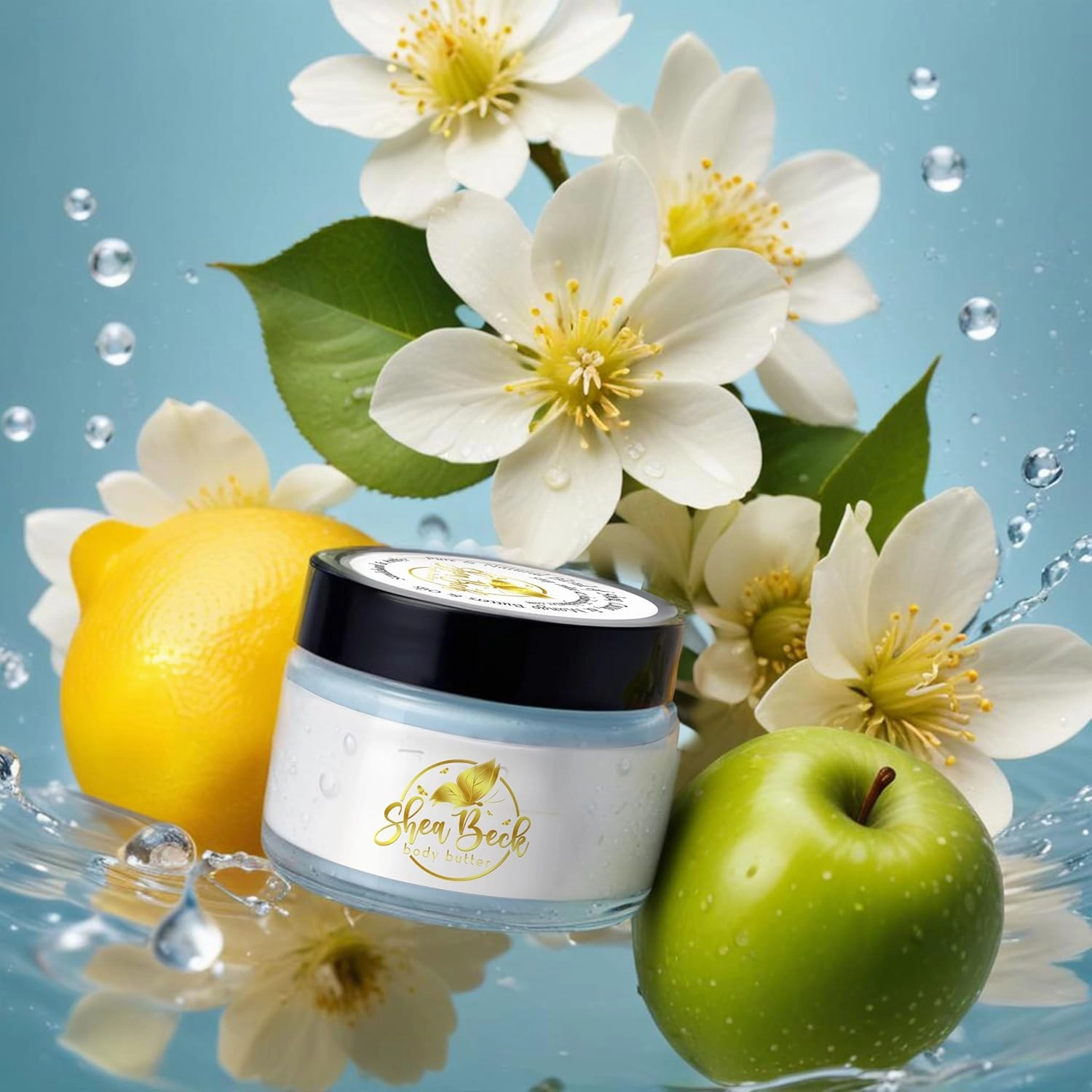 Body Butter Blend: Natural Shea, Cocoa, & Mango w/Jojoba Oil for Radiant Skin and Beard | Moisturizing (4 Oz, Light Blue (Our version of))