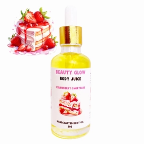 Body Juice Strawberry Shortcake Body Oil Handcrafted in USA Moisturizing Hydrating for Dry Skin Strawberry Short Cake Scented Body Oil for Women Yoni Oil 2 Fl Oz
