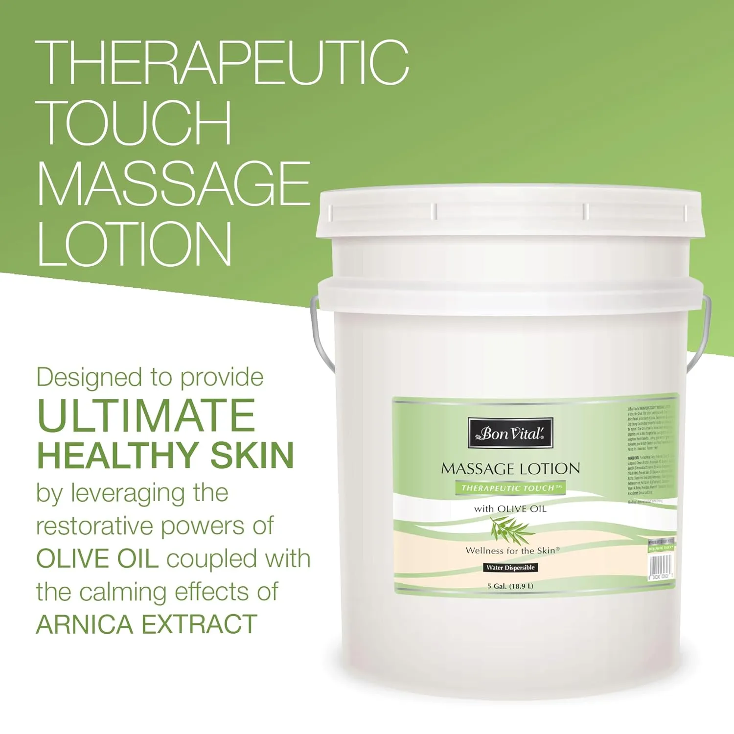 Bon Vital' Therapeutic Touch Massage Lotion with Olive Oil to Repair Dry Skin & Soothe Sore Muscles, Skin Therapy Lotion, Moisturizes Skin During Massages for Smooth, Soft Skin, 5 Gal, Label may Vary