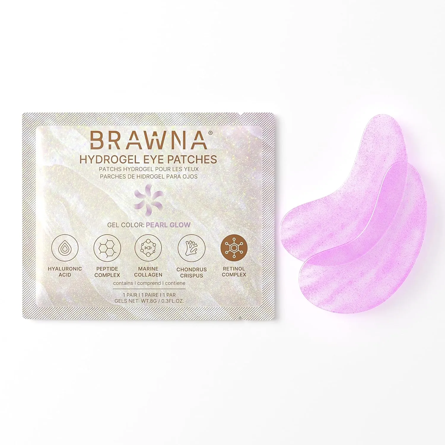 BRAWNA Hydrogel Under Eye Mask Patch Gift Set with Hyaluronic Acid, Collagen, Retinol, Caffeine, Peptide, Kojic Acid, Arbutin - For Dark Circles, Puffy Eyes, Undereye Bags, Wrinkles- 24 Pairs