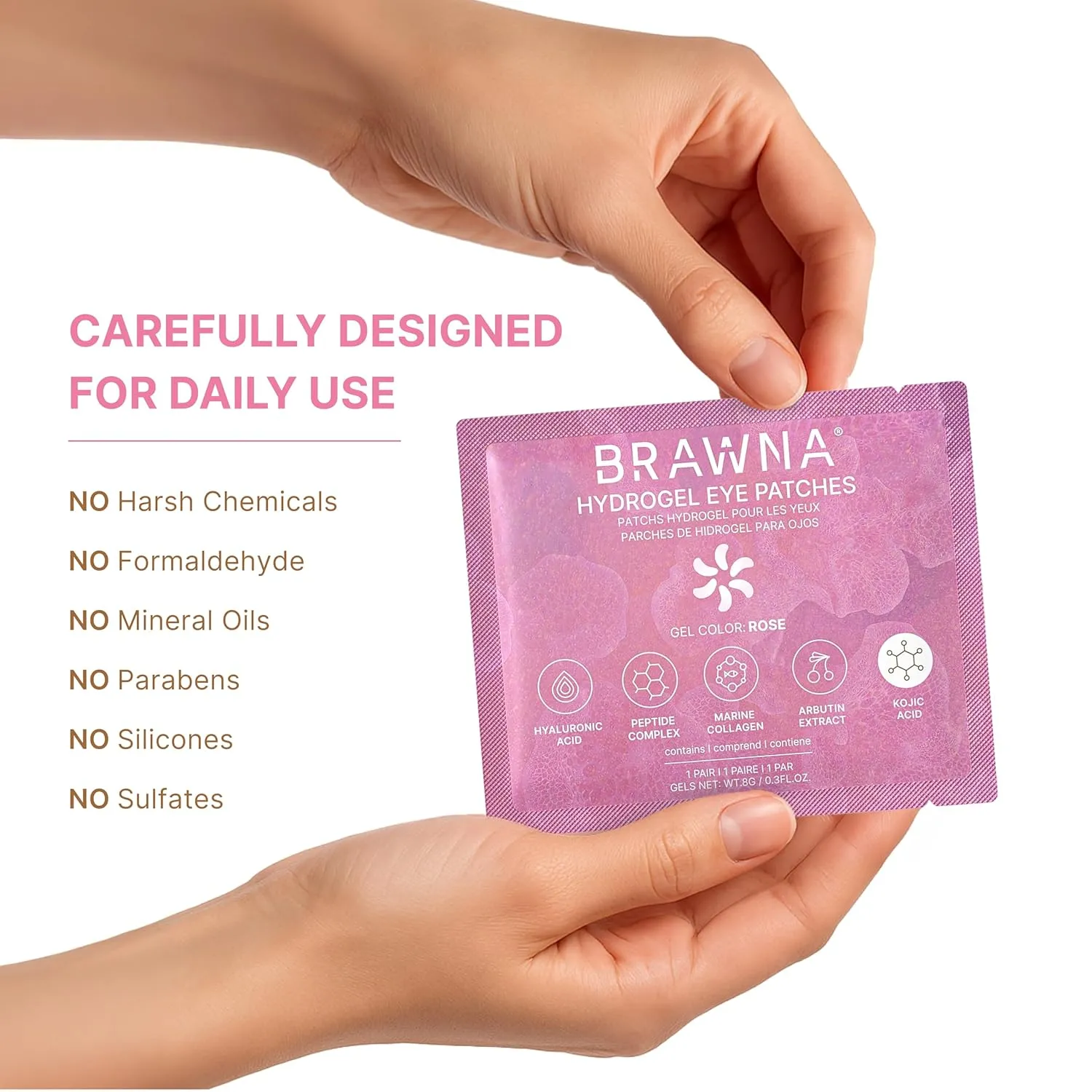 BRAWNA Hydrogel Under Eye Mask Patch Gift Set with Hyaluronic Acid, Collagen, Retinol, Caffeine, Peptide, Kojic Acid, Arbutin - For Dark Circles, Puffy Eyes, Undereye Bags, Wrinkles- 24 Pairs