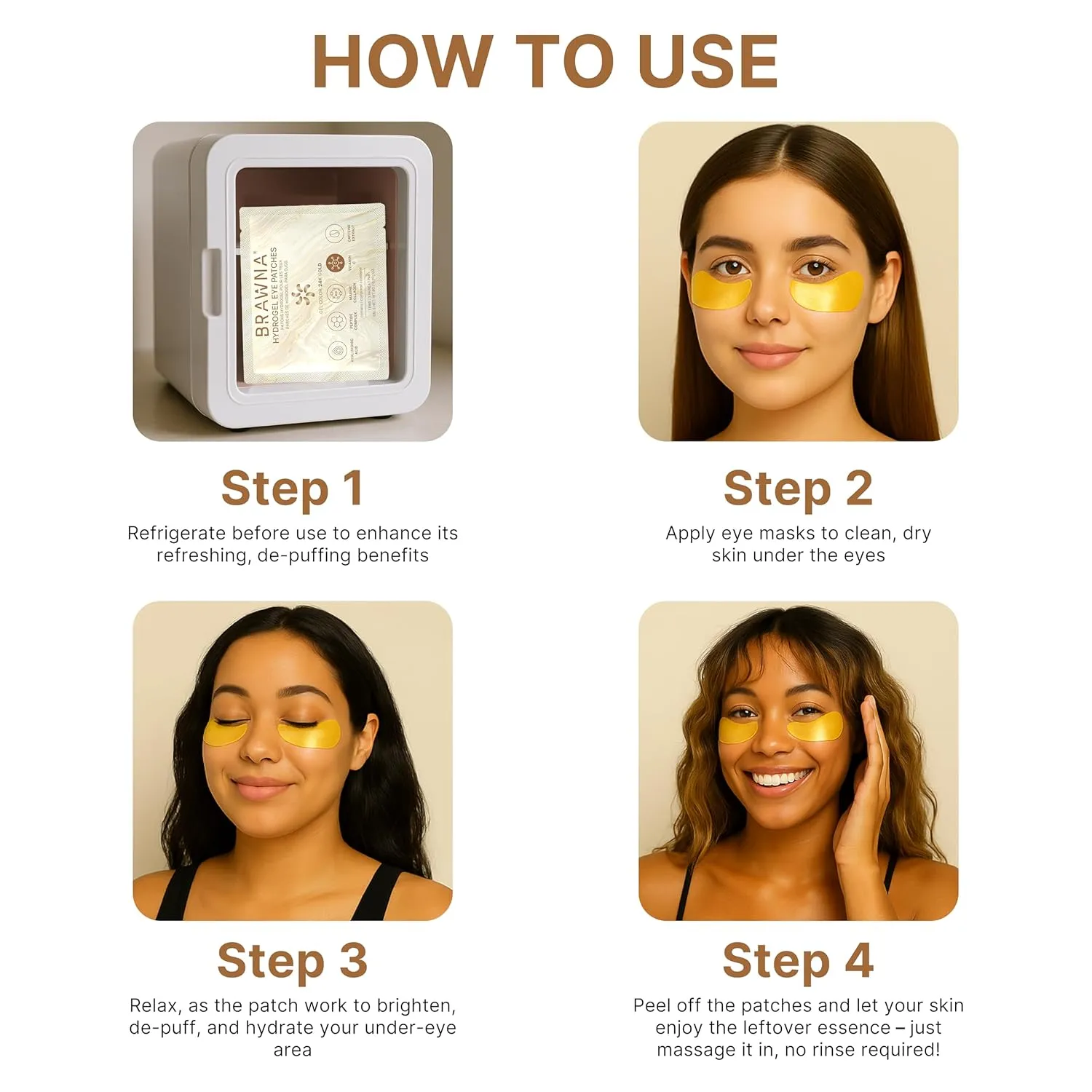 BRAWNA Hydrogel Under Eye Mask Patch Gift Set with Hyaluronic Acid, Collagen, Retinol, Caffeine, Peptide, Kojic Acid, Arbutin - For Dark Circles, Puffy Eyes, Undereye Bags, Wrinkles- 24 Pairs