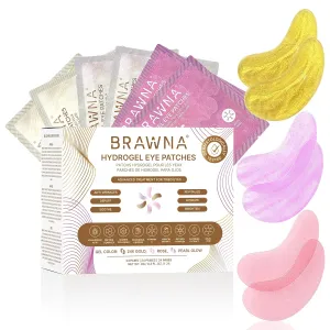 BRAWNA Hydrogel Under Eye Mask Patch Gift Set with Hyaluronic Acid, Collagen, Retinol, Caffeine, Peptide, Kojic Acid, Arbutin - For Dark Circles, Puffy Eyes, Undereye Bags, Wrinkles- 24 Pairs