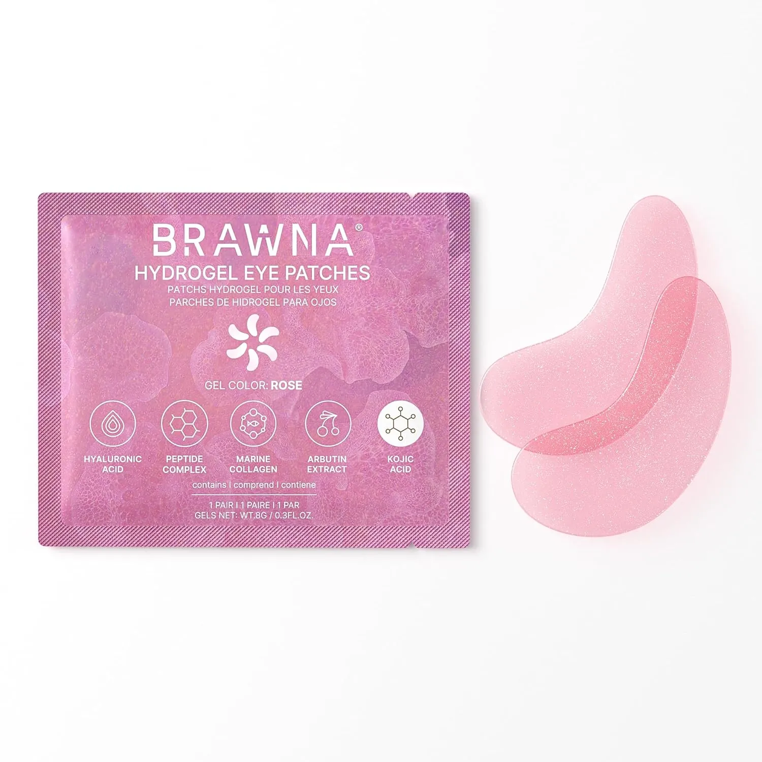 BRAWNA Hydrogel Under Eye Mask Patch Gift Set with Hyaluronic Acid, Collagen, Retinol, Caffeine, Peptide, Kojic Acid, Arbutin - For Dark Circles, Puffy Eyes, Undereye Bags, Wrinkles- 24 Pairs