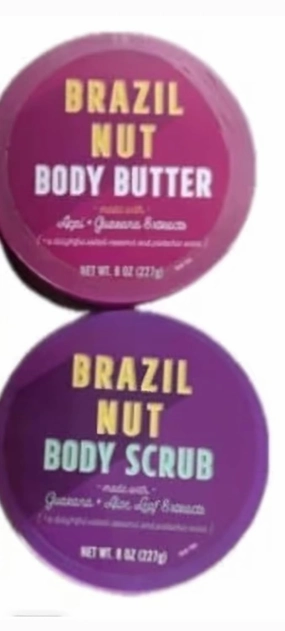 Brazil Nut Body Butter and Body Scrub 8oz each Pack of 2 (2 pack, Scrub and butter)