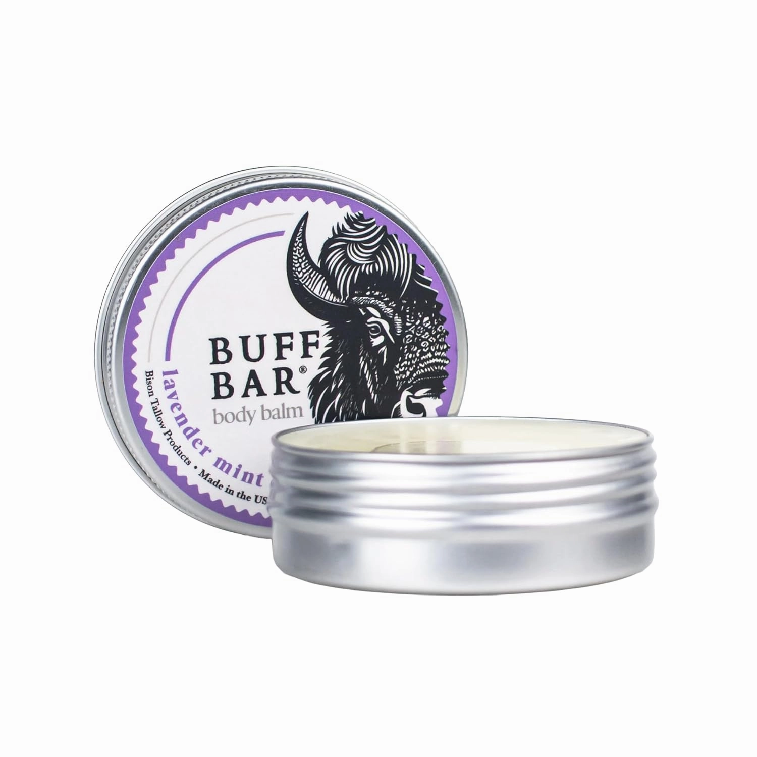 BUFF BAR Pure Bison Tallow balm, Lavender Mint, 2 Pack - All Purpose, Hydrating, Naturally Derived, Mild Scent, Replaces Lotion, For Cracked, Dry, Itchy, Irritated Skin, Essential Oil