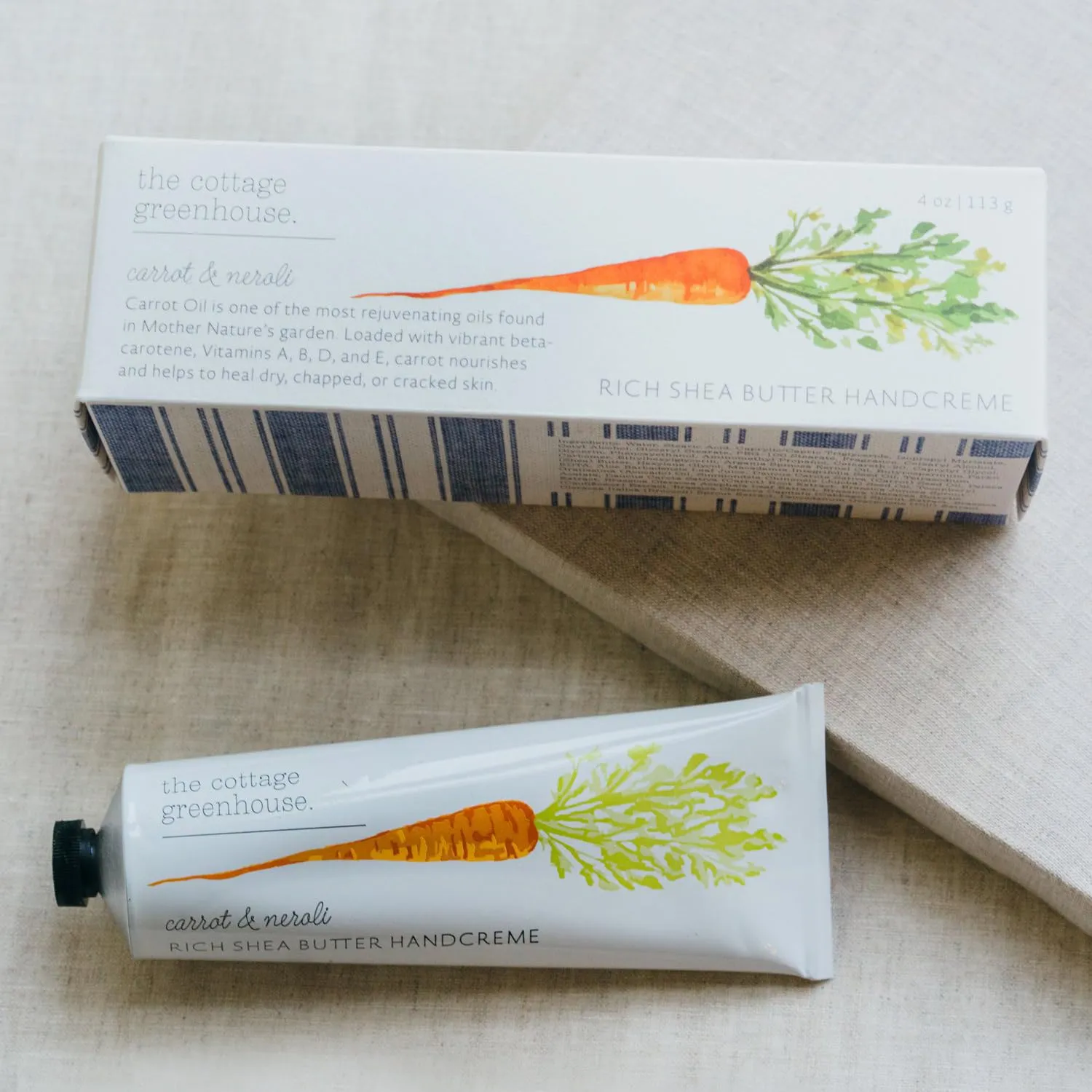 Carrot & Neroli Handcreme, 4 oz. – Hand Lotion for Women, Hand Cream for Dry Cracked Hands, Moisturizing Hand Cream, Shea Butter Lotion, Paraben Free & Vegan