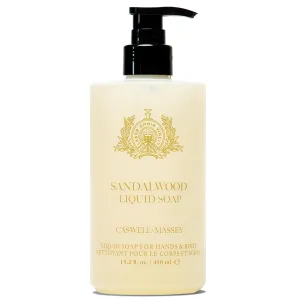 Caswell-Massey Sandalwood Liquid Hand Soap & Moisturizing Body Wash with Pump, Hydrating Plant-Based Skin Cleanser for Men & Women, Paraben and Phthalate Free, 15.2 fl oz