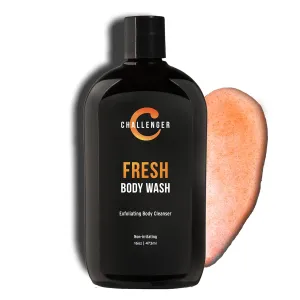 Challenger Men’s Fresh Body Wash, 16 Ounce | Exfoliating Cleanser with Aloe, Vitamin E, Tea Tree & Jojoba Oils | Moisturizing, Scrubbing Lather for Smooth, Strong Skin | Gentle Cleaning