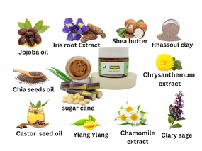 Chamomile sugar scrub organic blend with botanical extracts and essential oil very gentle on the face, blackhead white heads removal deeply cleanse your pores moisturizing skin- (5oz) women & men