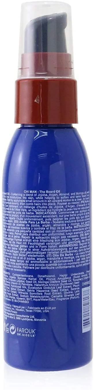 CHI Man Beard Oil, Moisturizes & Softens Beard, Formulated With Vitamin A & E, Oud Fragrance, Cruelty & Paraben-Free, 2 Oz