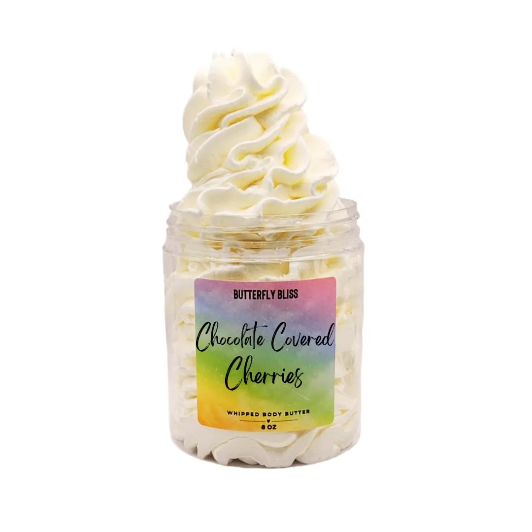 Chocolate Covered Cherries Whipped Body Butter – Decadent Cherry & Cocoa Scent – Shea, Mango & Coconut Cream – Vegan, Paraben-Free Moisturizer – 8 oz Jar