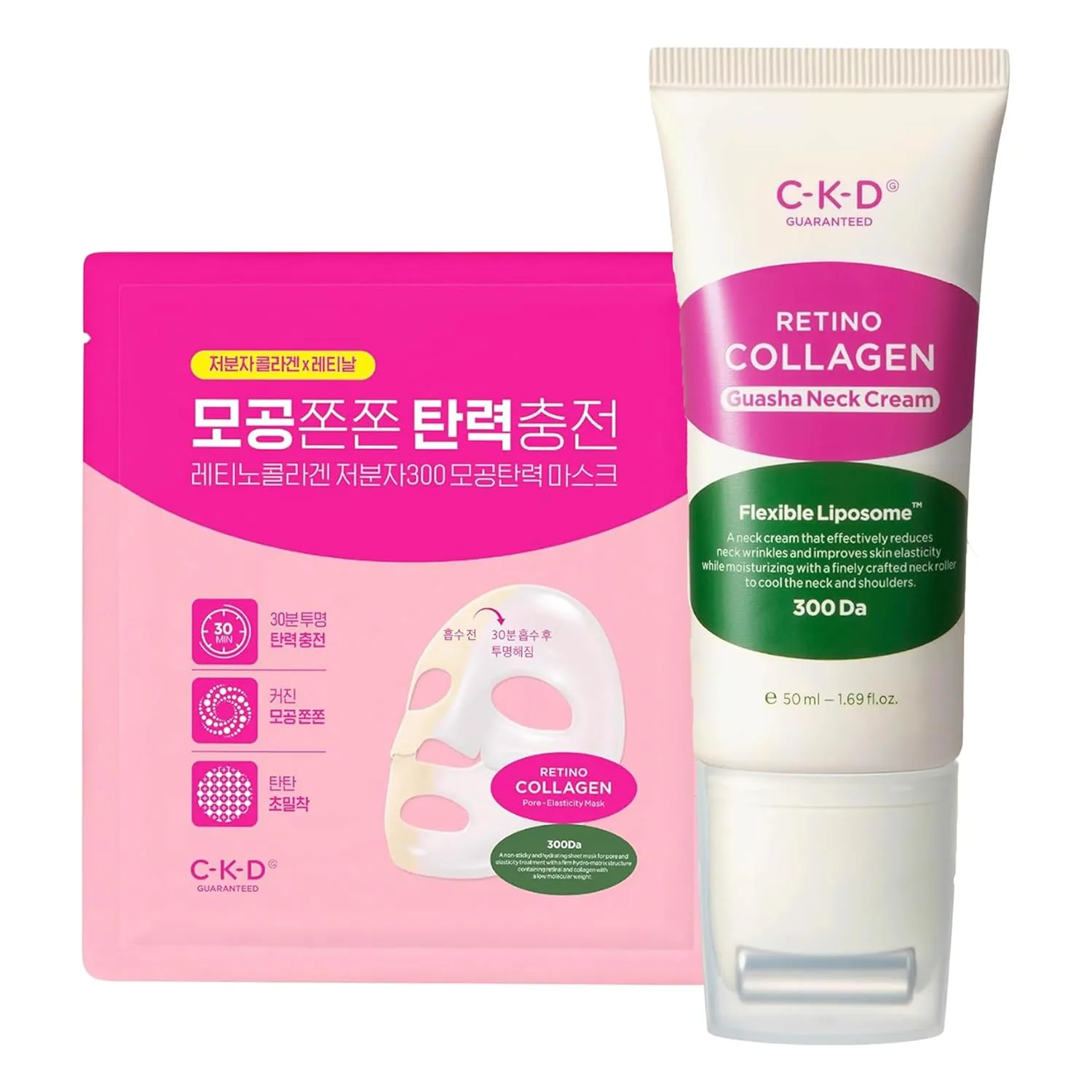 CKD Retinol Collagen Neck Cream & Hydrogel Face Mask Set – Firming & Lifting Skincare Bundle – Tightens Neck & Jawline, Smooths Wrinkles, Refines Pores – Korean Anti-Aging Duo