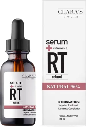 CLARA'S NEW YORK Stimulating Rejuvenating Retinol Facial Serum with Vitamin E for Anti-aging, Reducing Wrinkles & Fine Lines, 30ml /1Fl oz - Made In USA