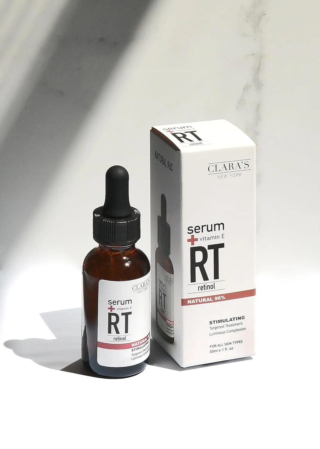 CLARA'S NEW YORK Stimulating Rejuvenating Retinol Facial Serum with Vitamin E for Anti-aging, Reducing Wrinkles & Fine Lines, 30ml /1Fl oz - Made In USA