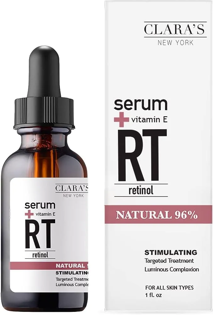 CLARA'S NEW YORK Stimulating Rejuvenating Retinol Facial Serum with Vitamin E for Anti-aging, Reducing Wrinkles & Fine Lines, 30ml /1Fl oz - Made In USA