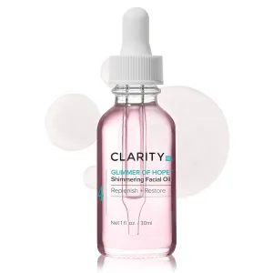 ClarityRx Glimmer of Hope Shimmering Restorative Face Oil, Natural Plant-Based Moisturizing Facial Treatment with Coconut, Rose & Jojoba for Dry & Aging Skin (1 fl oz)