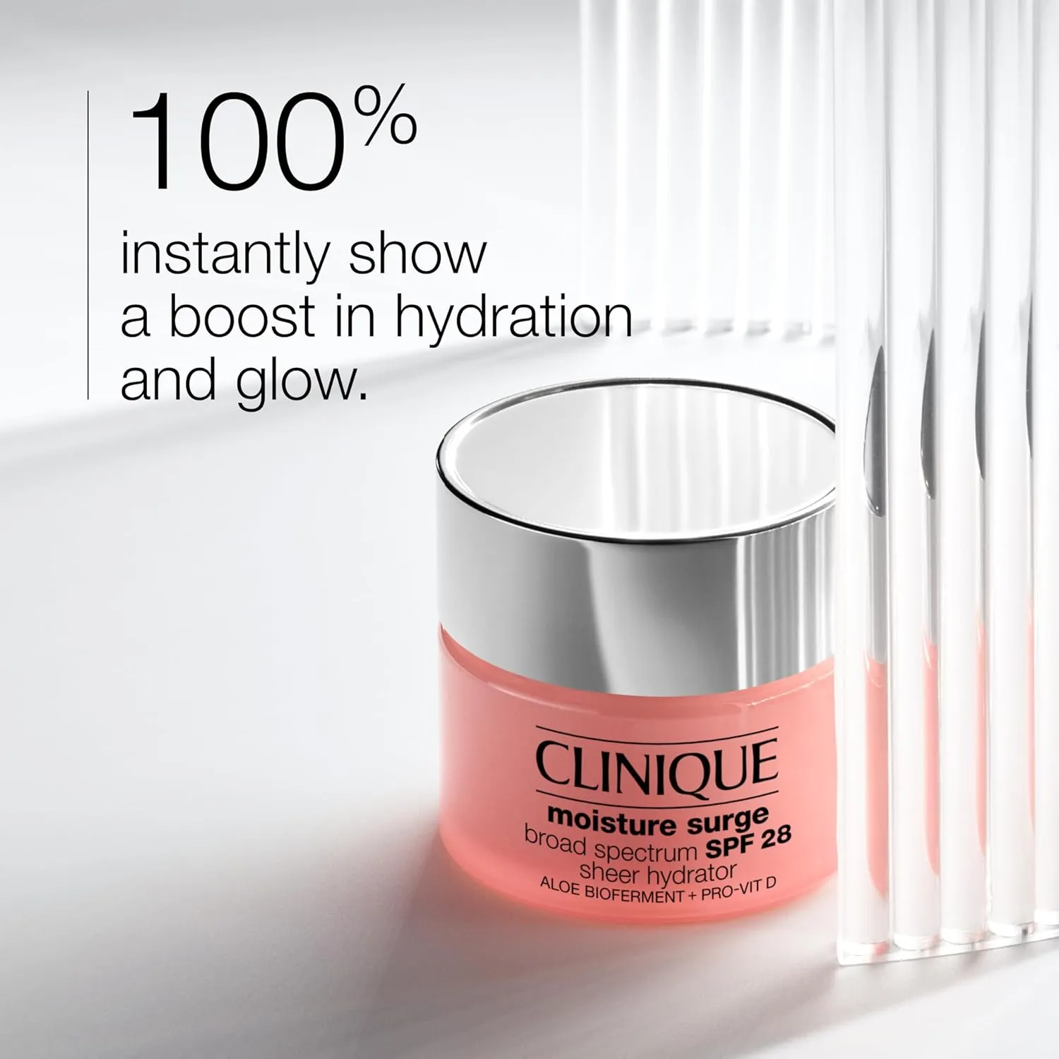 Clinique Moisture Surge Broad Spectrum SPF 28 Sheer Hydrator Face Moisturizer With Hyaluronic Acid, Aloe Bioferment   Provitamin D | Hydrating   Protecting