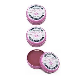 C.O. Bigelow All Purpose Lip Balm Tins, Sakura Rose - Pack of 3 for Chapped Lips & Dry Skin - Moisturizing Lip, Cuticle and Skin Salves, 0.8 oz each
