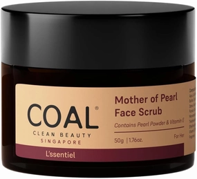 COAL CLEAN BEAUTY Mother of Pearl Face Scrub Mother of Pearl Powder, Kaolin, Cucumber Extract, Jojoba Oil & Vitamin E Exfoliates Face, Removes Dead Skin & Deeply Cleanses Skin (White) (50g)