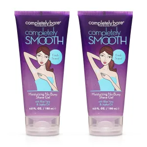 Completely Bare Completely Smooth Moisturizing No-Bump Shave Gel - All Natural, Aloe Vera, Jojoba Oil & Chamomile Prevents Irritation, Moisturize Dry Skin, Hypoallergenic, Vegan Formula 6oz, 2pck