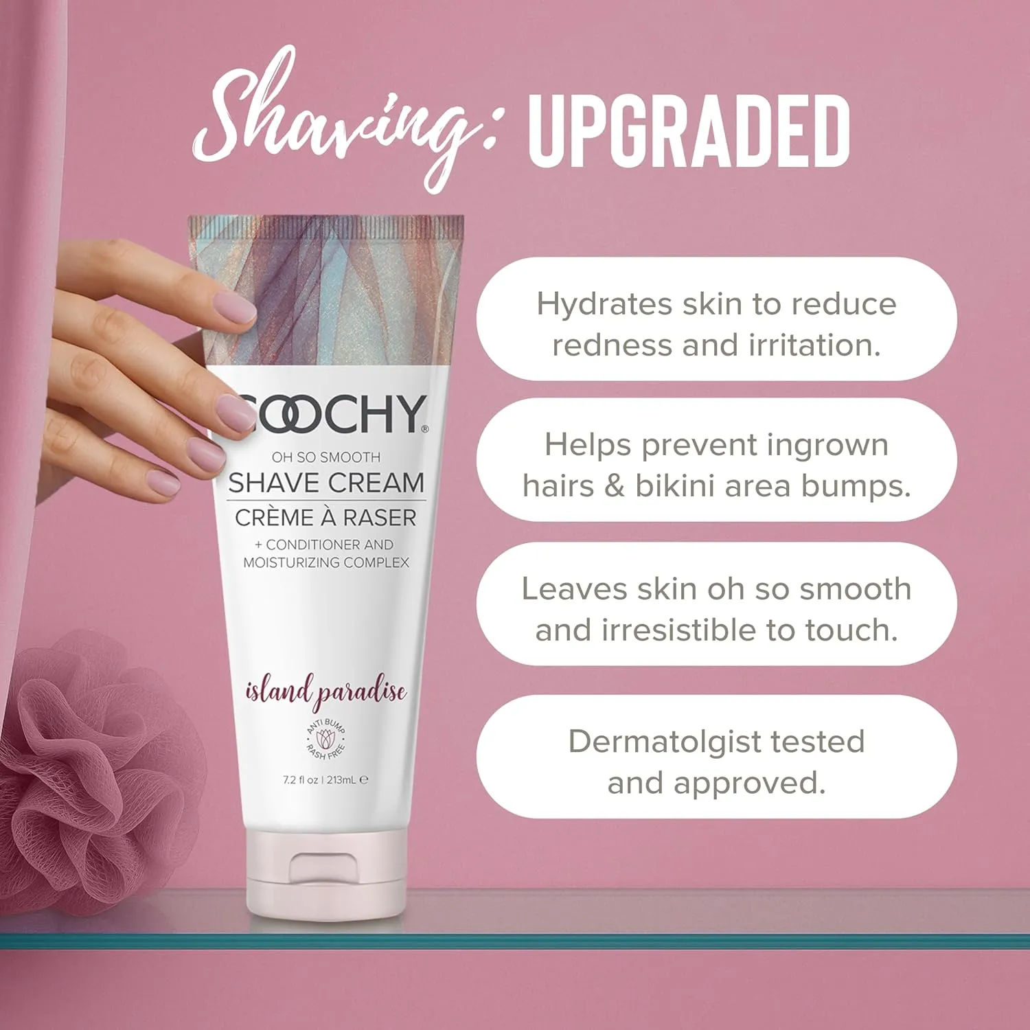 Coochy Intimate Shaving Cream | Shave Conditioner & Moisturizer for Face & Body | Ideal for Sensitive Skin Care, Anti-Bump | Island Paradise, 12.5 oz