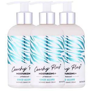 Coochy Plus Intimate Shaving Cream MOISTURIZING Plus COCO ALLURE For Pubic, Bikini Line, Armpit - Rash-Free With Patent-Pending Formula – Prevents Razor Burns & Bumps, In-Grown Hairs, Itchiness 3 Pack