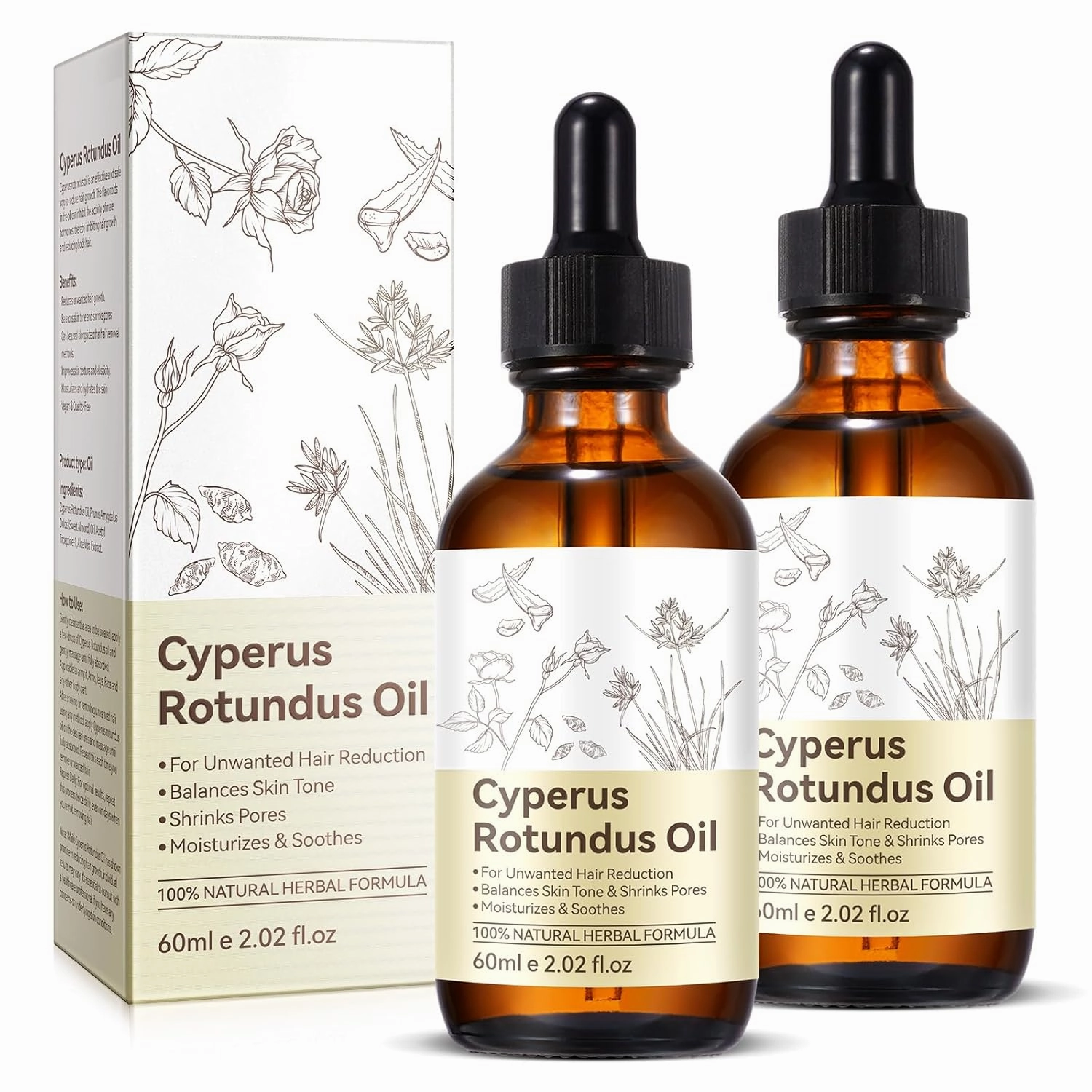 Cyperus Rotundus Oil, Natural Cyprus Rotundus Oil for Hair Removal & Reducing Body Hair Growth, Hydrating & Smooth Skin,Suitable for All Skin Types (120 ML)