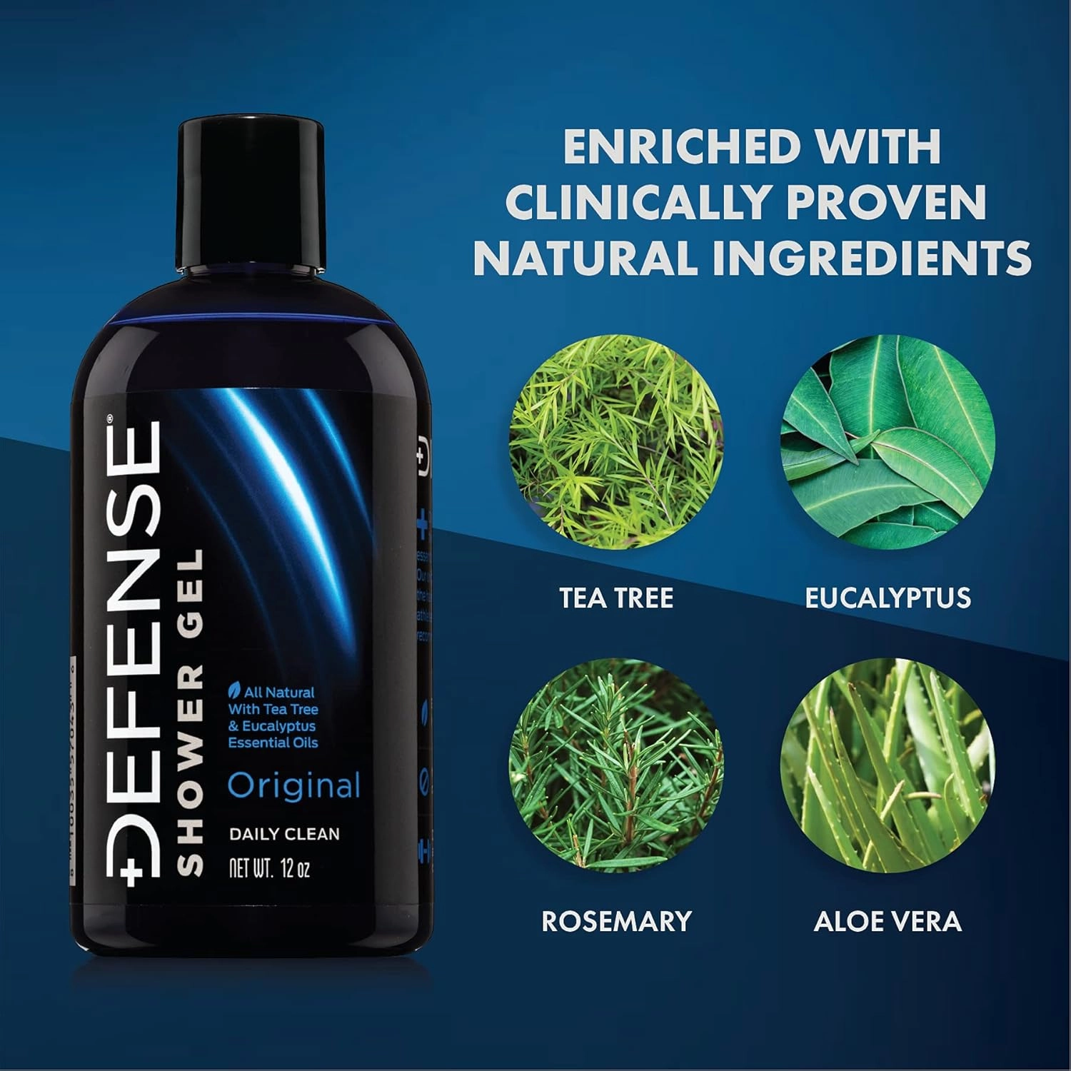Defense Soap Organic Tea Tree Body Wash | All Natural Shower Gel with Tea Tree Oil, Eucalyptus Oil, and Aloe Vera. Wrestling Inspired, For All Mens & Womens Skin Types. 12 oz