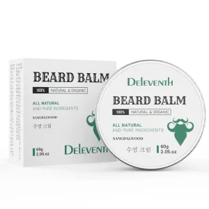 DEleventh Korean Brand Beard Balm 60g / Vitamin E with Natural Oils and Waxes, Soften, Strengthen and Protect for Healthy, Nourishing Beard, Hydrate, Soften & Protect Your Facial Hair (Sandalwood)