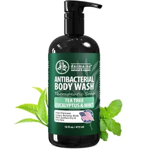 Derma-Nu Therapeutic Soap - Antibacterial And Tea Tree Body Wash For Jock Itch, Athletes Foot, Eczema And Back Acne - Anti Bacterial Body Soap For Men And Women Safe For All Skin Types - 16 Oz