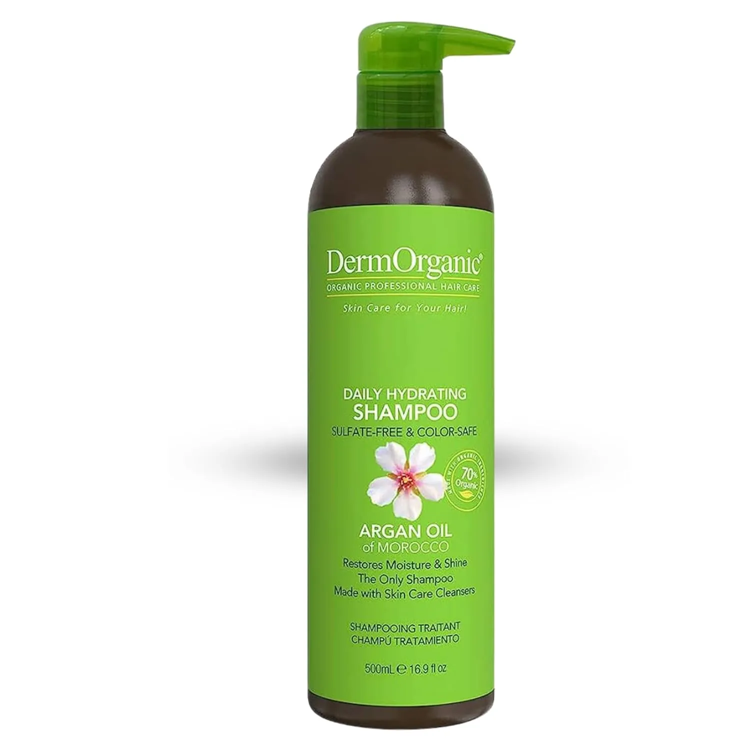 DermOrganic Argan Oil Daily Hydrating Shampoo – Sulfate-Free & Color Safe, 16.9 oz