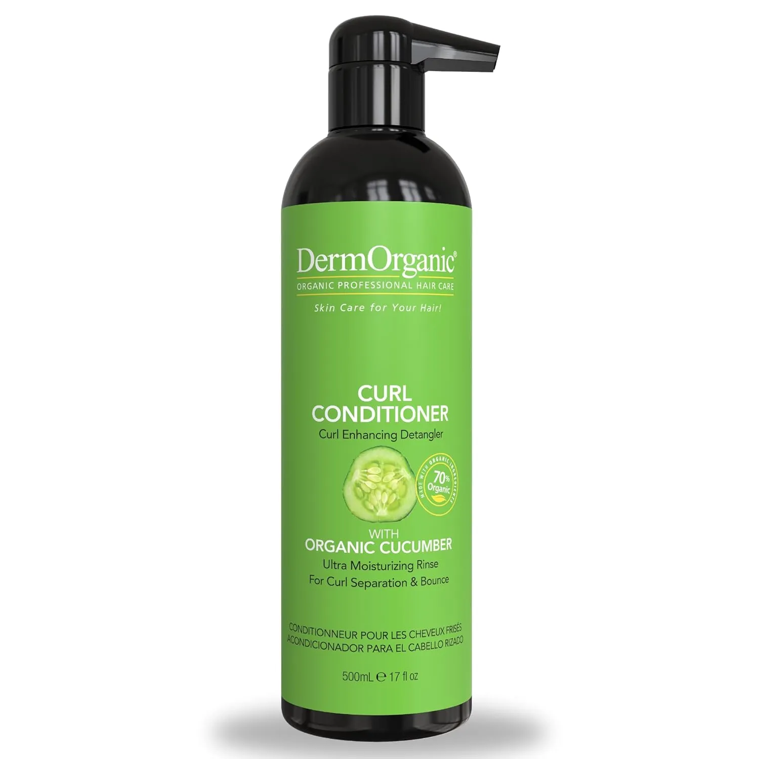 DermOrganic Organic Cucumber Curl Care Conditioner – Sulfate-Free, Color Safe, Hydrating, 17 oz