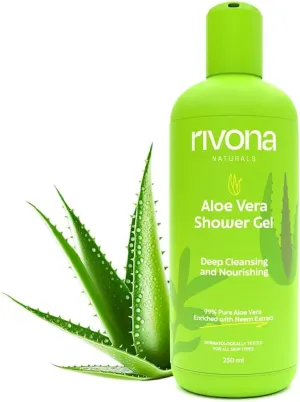 DJ 99% Aloe Vera Shower Gel with Neem & Vitamin E |Hydrating & Nourishing Body Wash for Soothing and Revitalizing Skin |Natural, Sulfate-Free, Paraben-Free 250ML
