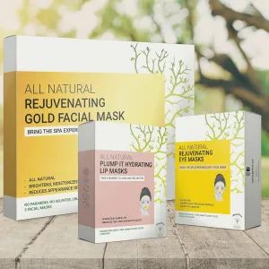 Doppeltree Golden Self-care Bundle: Gold Face Mask   Gold Lip Mask   Gold Eye Mask