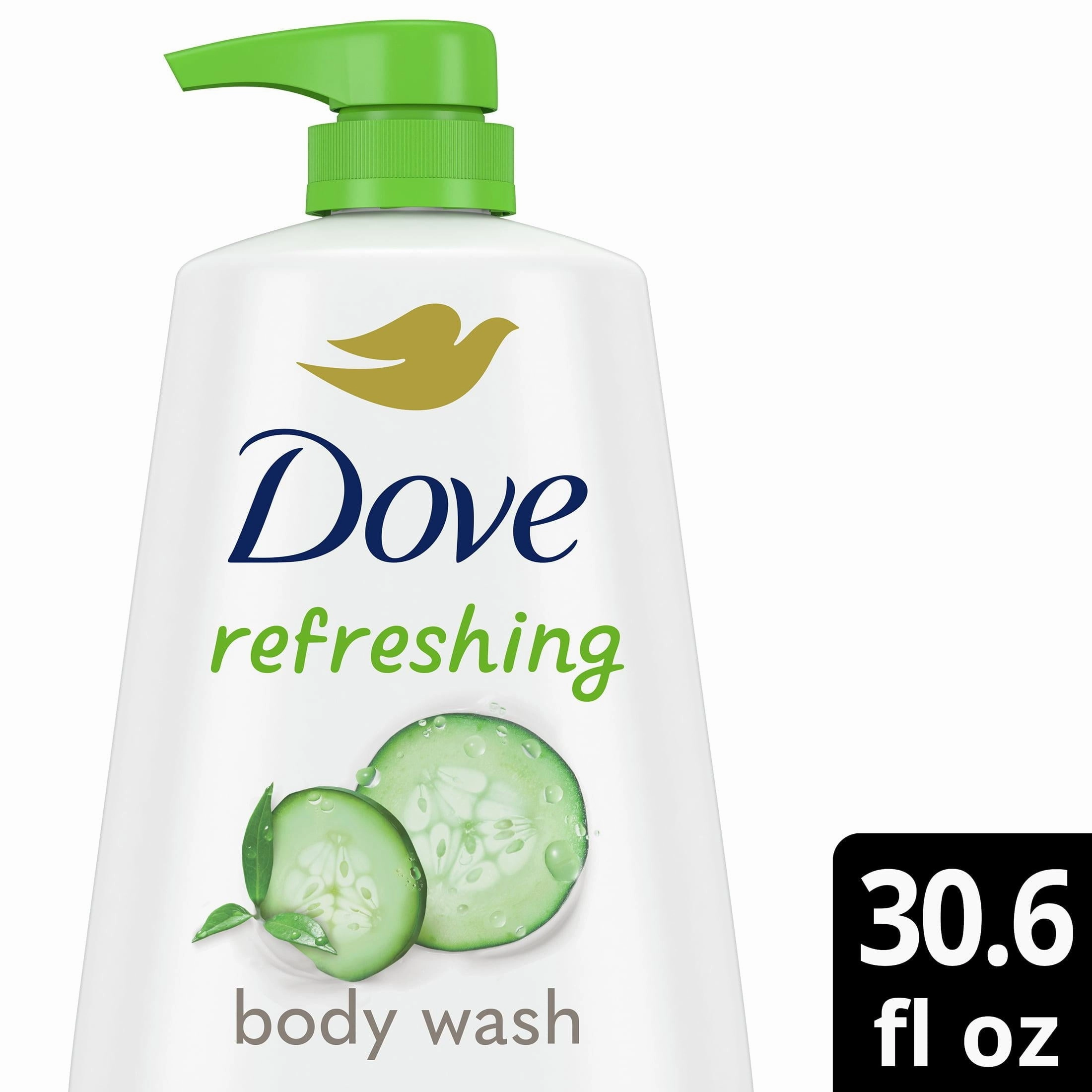 Dove Refreshing Long Lasting Gentle Body Wash, Cucumber and Green Tea, 30.6 fl oz