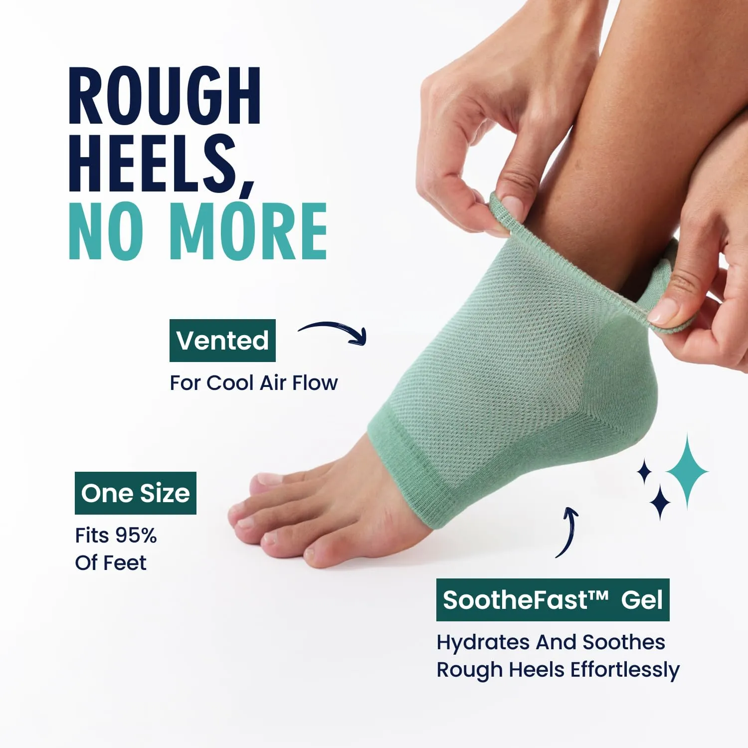 Dr. Frederick's Original Moisturizing Heel Socks for Cracked Heel Treatment - 2 Pairs - Socks for Dry Feet - Cracked Skin Repair & Overnight Hydration - Foot Care for Women & Men - Green Aloe