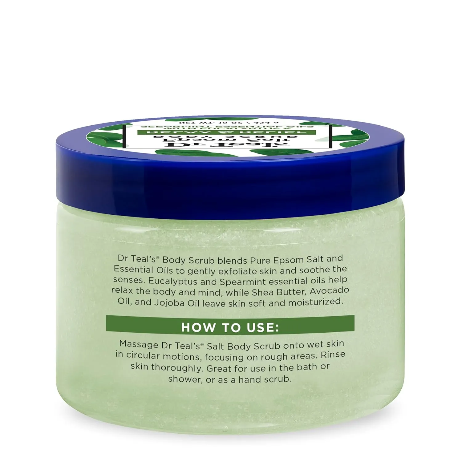 Dr Teal's Pure Epsom Salt Body Scrub, Relax & Relief with Eucalyptus & Spearmint Essential Oils, 16 oz (Pack of 3)