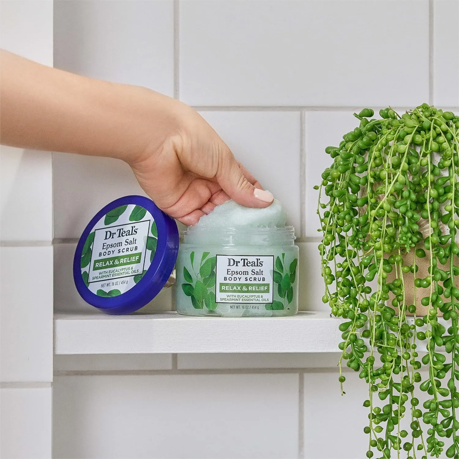 Dr Teal's Pure Epsom Salt Body Scrub, Relax & Relief with Eucalyptus & Spearmint Essential Oils, 16 oz (Pack of 3)